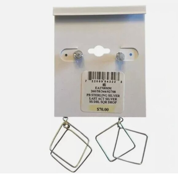 GIANI Bernini Square Wire Linear Drop Earrings in Sterling Silver - Picture 2 of 4